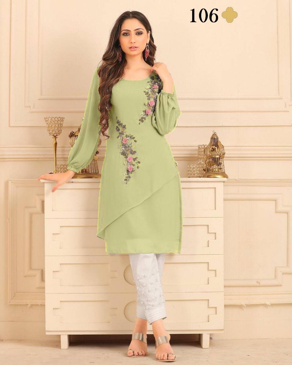 Designer Straight cut Tunic kurti pent